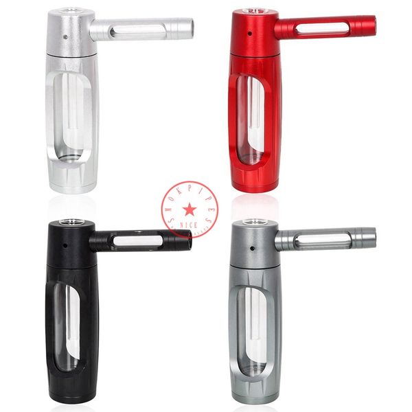 Neueste bunte Aluminiumlegierung Shisha Shisha Rauchen Wasserpfeife Bubbler Rohre tragbare abnehmbare trockene Kräutertabak Glasfiltergriff Schüssel Bong Zigarettenspitze