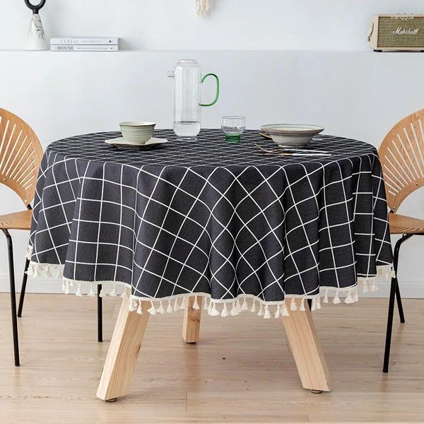 Toalha de mesa de linho grande toalha de mesa circular TPU tecido impermeável e resistente a óleo El Home Round Homestay W5E4002