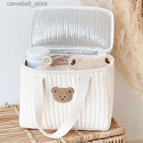 Diaper Bags Cute Bear Mommy Bag Diaper Nappy Baby Stuff Organizer Stroller Picnic Insulation Bag for Mom Insulated Bags Travel Cooler Pouch Q231127