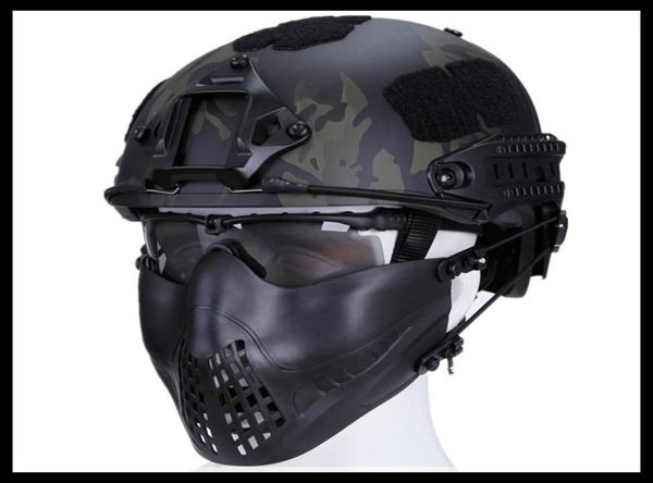 Máscara de malha dobrável meia face estilo confortável ajustável tático inferior rosto protetor airsoft máscara8358507