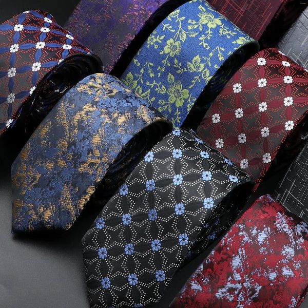 Laços gravata para homem clássico negócios azul vermelho xadrez pontos 6cm jacquard gravata uso diário cravat camisa de casamento vestido acessórios presente