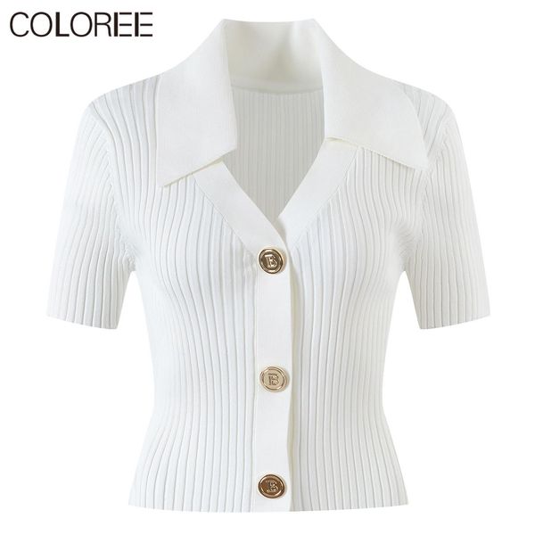 Cardigans Runway Designers Tops for Women 2022 Buttons de ouro de verão Cardigan Femme Branco blusas de malha preta