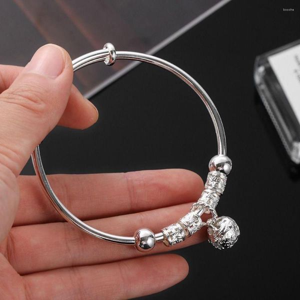 Bangle Women Women Jewelry Silver Plening Bracelet Crystal Ball Bell Pingente