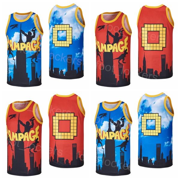 Movie 0 SKYLINE Rampage Maglia da basket Film Retro City The Rampage Videogioco Retro HipHop University Per gli appassionati di sport Maglia estiva in puro cotone traspirante