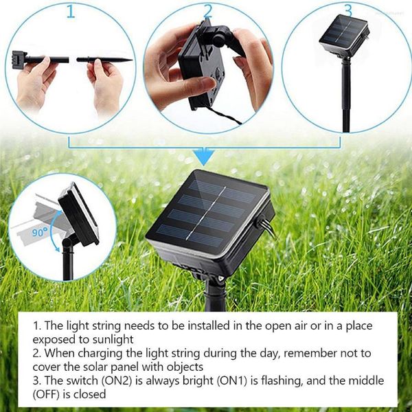 Strings Strip Light Solarlampe String Laternen Feine Verarbeitung Komfort Energieeinsparung Einstellbare Dekorationsbeleuchtung 2M 20LED