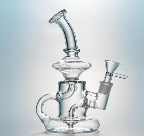 Маленький FTK Bong Klein Recycler Tornado Bongs Мини-нефтяные вышки Dab Rig Стеклянная водопроводная трубка Прозрачные курительные трубки Гладкие барботеры HR0248318148