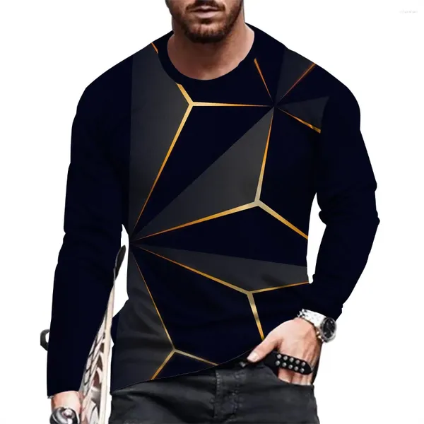 Magliette da uomo Primavera/Estate Semplice stampa 3D Casual Harajuku Abbigliamento da strada T-shirt Moda Girocollo Sport Grande manica lunga.