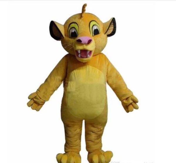 Migliore vendita Schiuma gialla leoncino fantasia cartone animato costume mascotte peluche Natale vestito operato costume mascotte Halloween