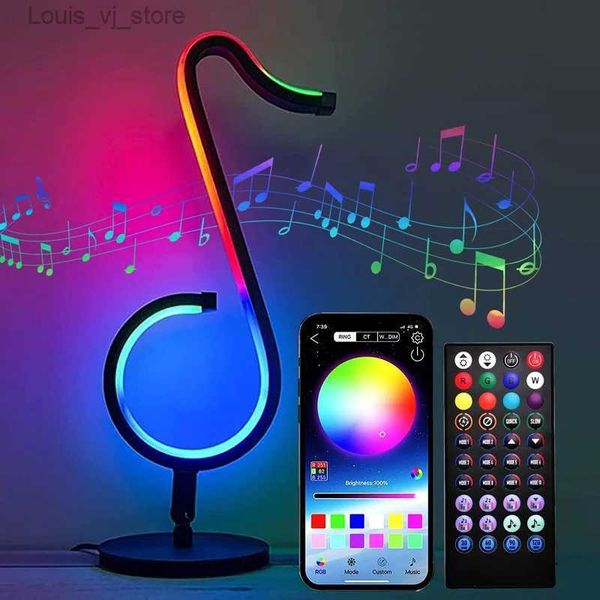 Luzes noturnas bluetooth inteligente led lâmpada de mesa rgb sala de jogos regulável atmosfera luz noturna nota musical luzes de mesa para festa ao vivo yq231127