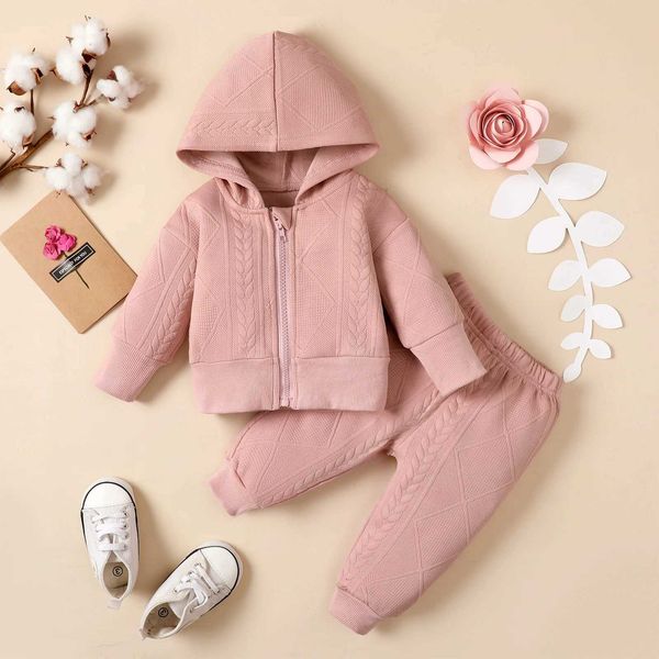 Комплекты одежды для новорожденных девочек, весна-осень-зима, розовая кепка, брюки с длинными рукавами на молнии, модный милый костюм