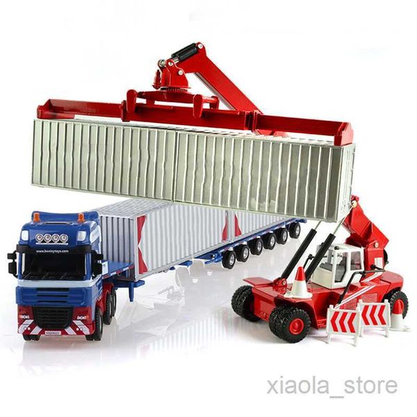 Diecast Model Cars Alloy Diecast 1 50 Low Bed Transporter Container / Reach Stacker / Front Trolley Truck Gummireifen Fahrzeuge Modell Kinder Geschenk Spielzeug