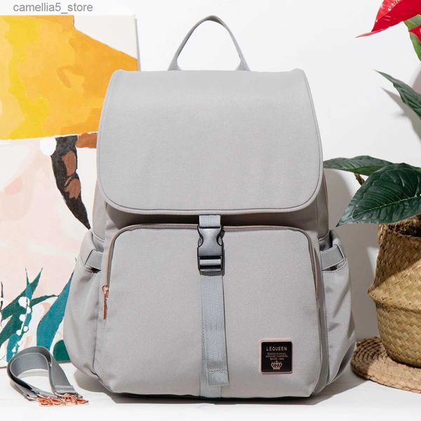 Sacos de fraldas Lequeen Bolsa de fraldas para bebês Mochila de marca de luxo Bolsa para bebês Cor sólida Moda mamãe bolsa de maternidade à prova d'água multifuncional Q231127