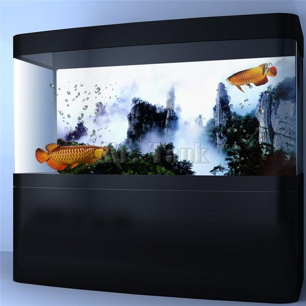 Decorações Mr. Tank PVC Aquário Poster Poster Wuxia Filme Mountain View Fish Tank Pano de fundo Papel de parede Decorações adesivas