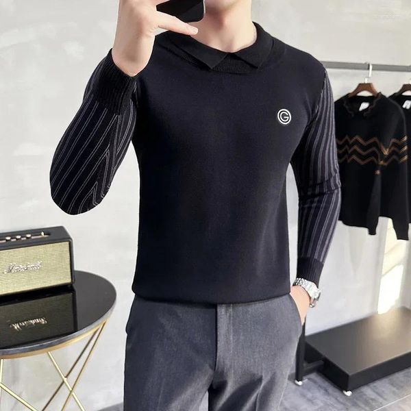 Maglioni da uomo di marca Autunno Inverno maglione lavorato a maglia da uomo girocollo casual business lavorato a maglia pullover slim fit ufficio sociale maglieria top 2023