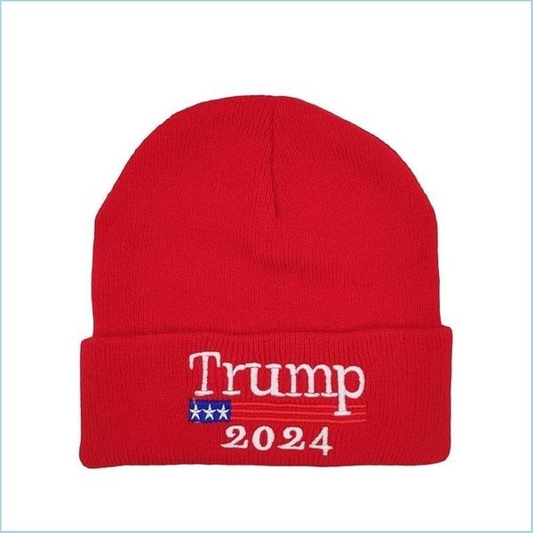 Cappelli Cappelli 2024 Trump Cappello Elezioni presidenziali Primavera Berretti di lana lavorati a maglia Adts Supporter Cappelli Berretti invernali Skl Hip Hop Drop Delivery Dhnxc