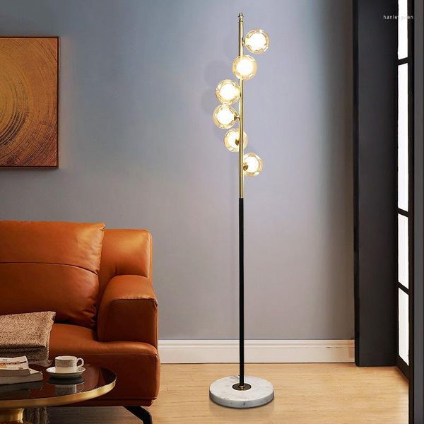 Lampade da terra Nordic Luxury Living Room Light Post-modern Simple Milk White Glass Ball Camera da letto G9 Design creativo della lampada verticale