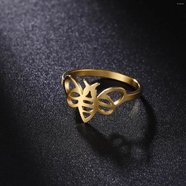 Anelli a grappolo Dreamtimes Design adorabile mini anello da dito con piccola ape animale per gioielli da donna in acciaio inossidabile con insetti alla moda