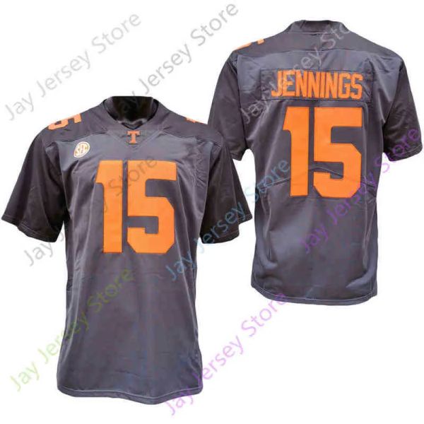 Jerseys Universidade Nova NCAA College Tennessee Voluntários Jerseys 15 Jauan Jennings Futebol Jersey Preto Laranja Tamanho Juventude Alta