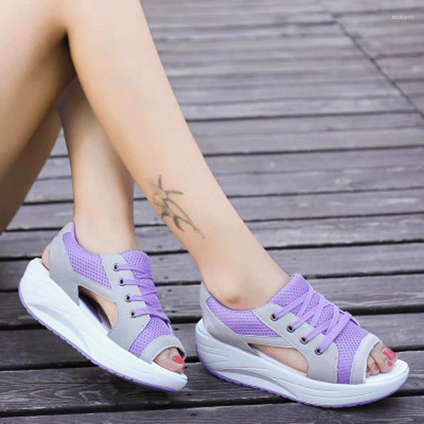 Sandalen Maogu Sommer Frauen Casual Mesh Atmungsaktive Schuh Frau Damen Keile Spitze Plattform Sandale Schuhe Für 2023 Mode 42