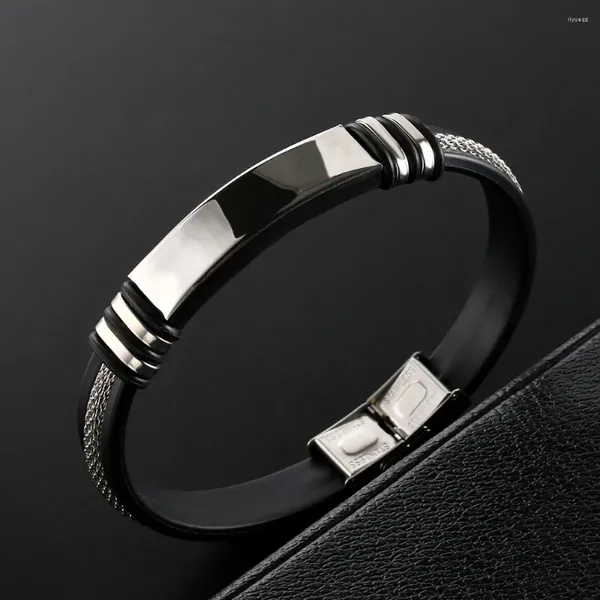 Charm-Armbänder, minimalistisches und modisches Pendel-Herrenarmband, trendiges, personalisiertes, schlankes Edelstahl-Silikon für Männer