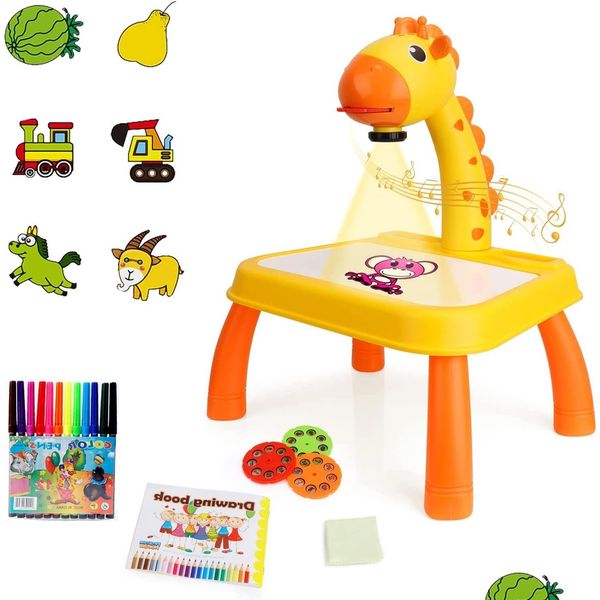 Brinquedos de aprendizagem brinquedos de aprendizagem inteligente ding projetor mesa traço com luz e música educacional inteligente sketcher hine entrega gota dhepi