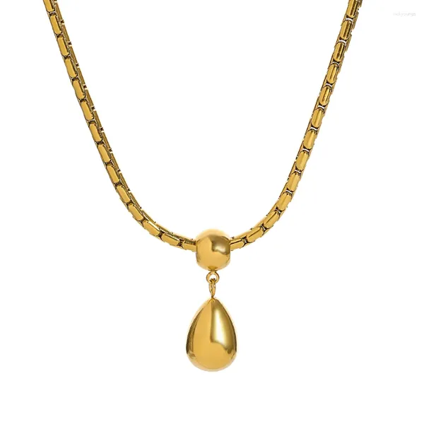 Correntes Aensoa requintado redondo gota de água pingente de aço inoxidável gargantilha colar 18k banhado a ouro colares para mulheres jóias africanas