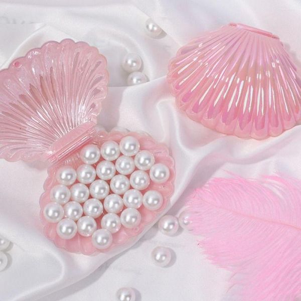 Confezioni regalo 5 pezzi Scatole porta caramelle in plastica con conchiglia carina Scatole portaoggetti per gioielli per trucco Matrimonio Compleanno Baby Shower Decorazioni per bomboniere