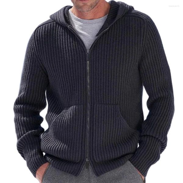 Herren Jacken Strickjacke Pullover Outwear Mantel Pullover Lässig Langarm Kapuze Hooide Gestrickt Herren