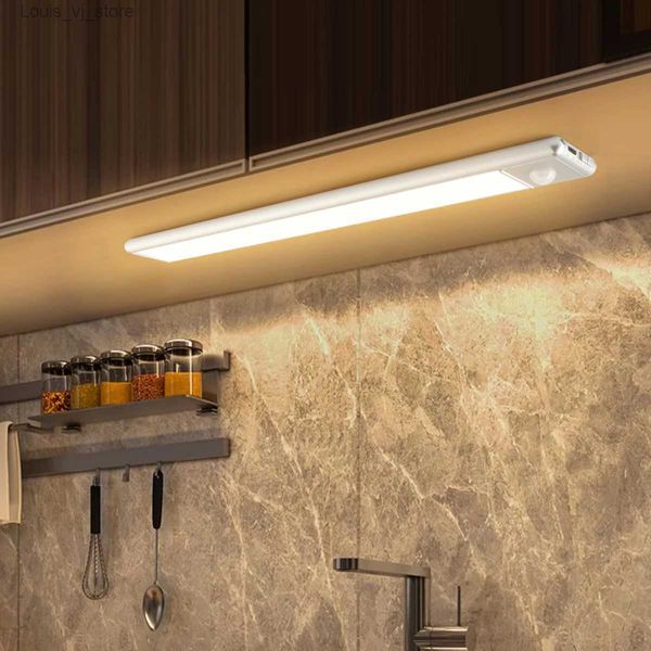 Nachtlichter, LED-Nachtlampe, kabellos, für Küche, unter Schrank, Licht, USB, wiederaufladbar, PIR-Bewegungssensor, Schrank, Garderobe, Lampe, Aluminium-Nachtlicht, YQ231127