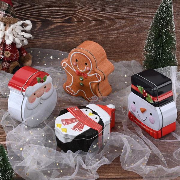 Подарочная упаковка, коробка Санта-Клауса-мультяшный пряничный человечек, жесть, коробка для конфет, шоколада-упаковочная коробка для рождественских украшений, быстрое падение