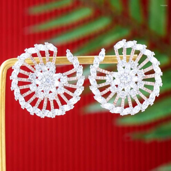 Ohrstecker GODKI Trendy Korean Leaf Wheel Elegant Für Frauen Hochzeit Zirkonia Böhmische Braut 2023