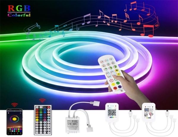 Tuya Akıllı Led Işıklar RGB Esnek Neon Şerit 12V Dimmable Wifi Bluetooth Kontrolör IR Oda Dekoru için Uzaktan Kumanda Alexa 221151320