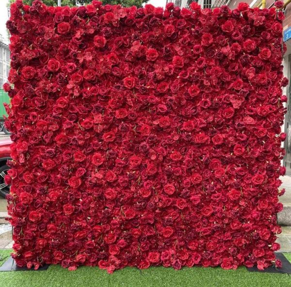 Dekoratif Çiçek Çelenkleri 3D Paneller ve ROIL Yapay Duvar Düğün Dekorasyonu Sahte Kırmızı Gül Şakayolları Fonkuk Koşucuları Ho6276610
