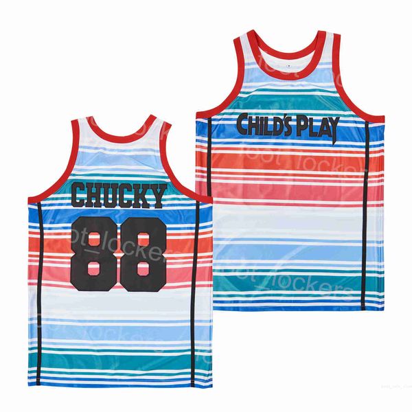 Фильм баскетбол 88 Child's Play Cucky Jerseys 1988 Retro Movie Movie Средняя школа летнее дышащее ретро для спортивных фанатов Pure Cotton College Team Team White Good