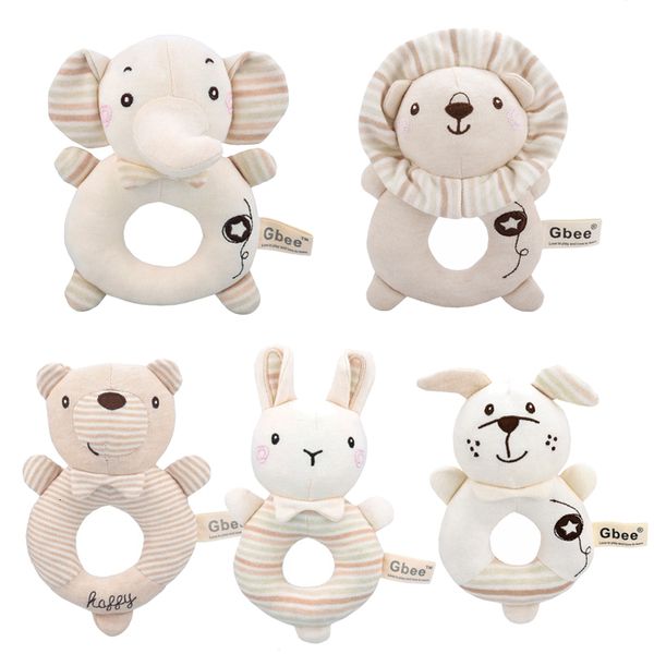 Sonagli Mobiles Peluche Peluche per oltre 0 mesi nato Baby Shaker Elefante Leone Orso Coniglio Cartone animato Peluche Anello Sonaglio 230427