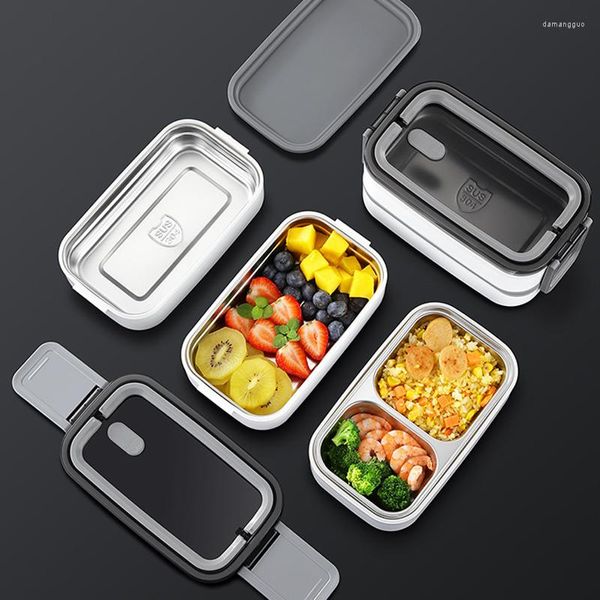 Depolama Şişeleri 2 Katman Gıda Sınıfı Paslanmaz Taşınabilir Taşınabilir Isıtma Termal Çift Duvar Metal Bento Kids Çelik Öğle Yemeği Kutusu Çanta