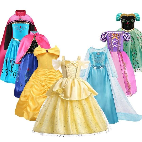 Abiti per ragazze Bambini Belle Costume Ragazza Halloween Principessa Cosplay Vestito da festa Bambini Rapunzel Anna Elsa Encanto Abiti di compleanno 231124