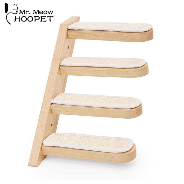 Arranhadores hoopet madeira sólida rastejando brinquedos para gatos pet decoração de parede brinquedos escadas de madeira e coluna de arranhar para gatos diy árvore de escalada