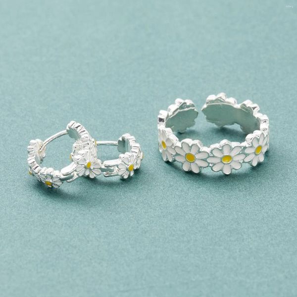 Cluster Ringe Koreanische Mode Weiße Gänseblümchen Blumen Mädchen Offene Einstellbare Ring Hochzeit Fr Frauen Reise Party Schmuck Geburtstagsgeschenk