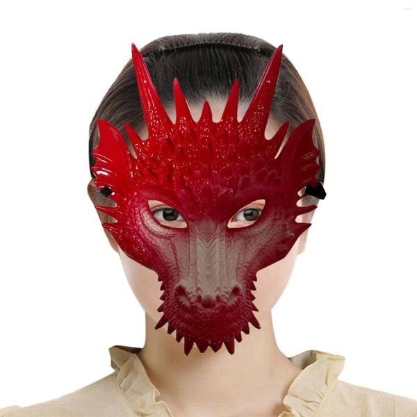 Fontes de festa máscara de cabeça de dragão acessórios de fantasia de halloween adultos rosto inteiro para fingir jogar masquerade baile de formatura vestido extravagante