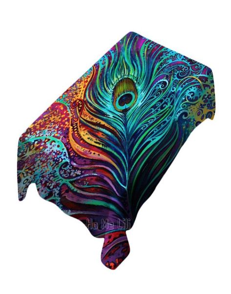 Tovaglia colorata piuma di pavone arte astratta animale di Ho Me Lili tovaglia super facile da pulire7282794