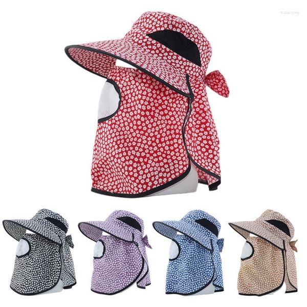 Chapéus largos de abrangência Mulheres femininas ao ar livre Pescador de pescador de proteção UV Máscara de trabalho de jardim de proteção UV SUNHAT SUNHAT SUNHAT