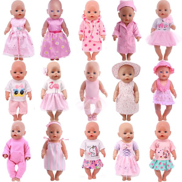 Acessórios para bonecas Adorável da série Rosa Acessórios para bonecas Roupa Mini Vestido de Bow para 43 cm de renascimento boneca 18 polegada boneca DIY DIY Toy Gifts 230427