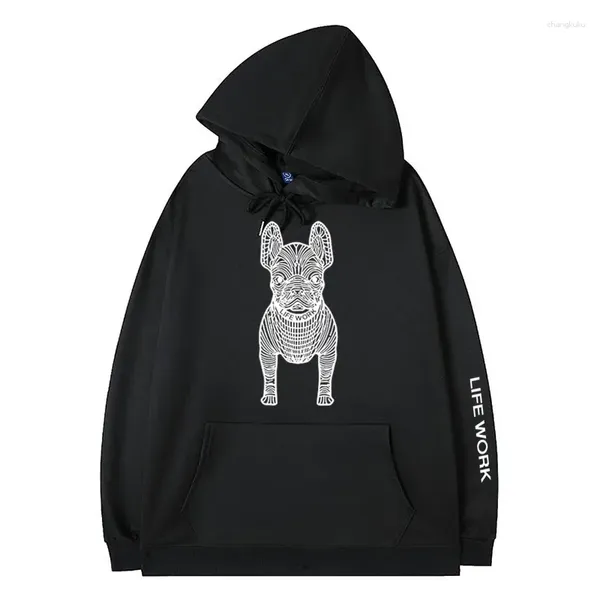 Hoodies masculinos vida trabalho homens e mulheres suéteres com capuz coreano casual topo moda versátil marca roupas animal cão padrão