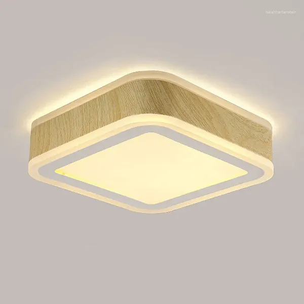 Luzes de teto Nordic LED lâmpadas redondas quadradas de madeira luz para sala de estar quarto corredor varanda acrílico