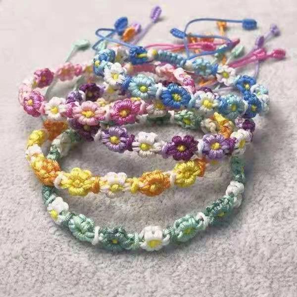 Charme Pulseiras Flor Pulseira Artesanal Cadeia Trançada Para Mulheres Meninas Amizade Presente Littler Femme Jóias