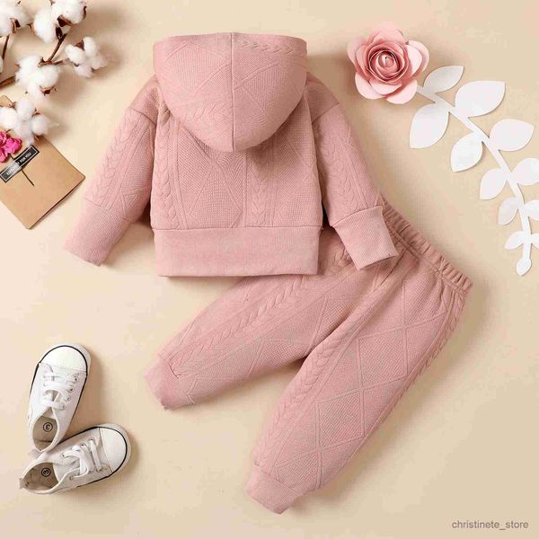 Комплекты одежды для новорожденных девочек, весна-осень-зима, розовая кепка на молнии, брюки с длинными рукавами, модный милый костюм R231127