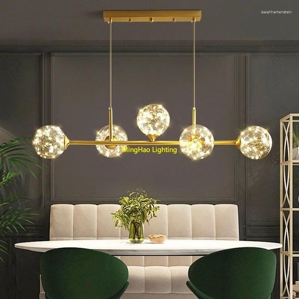 Lampadari Tutto in rame Progettato Nordico Moderno Lampada minimalista Ristorante Lampadario Tavolo da pranzo Bar Lampade di lusso Illuminazione