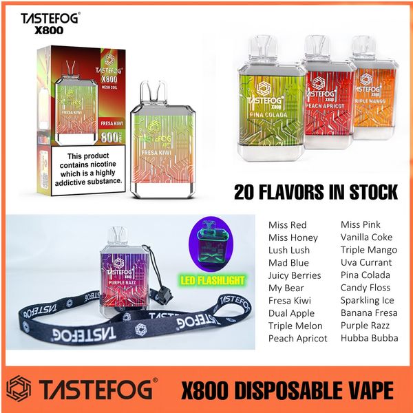 The Vape Wholesale Tastefog X800 Vape monouso 2ml TPD 2% 800 puff e sigaretta con luce LED