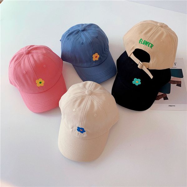 Шляпы кепков весна лето детская шляпа вышивка цветочниц для девочек, шляпа, корейские повседневные мальчики Sunhat милые дети, путешествия, 230427